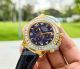 PPM Super Copy Rolex Cosmo Daytona Blue Face Diamond Gold Case Leather Strap Watch (3)_th.jpg